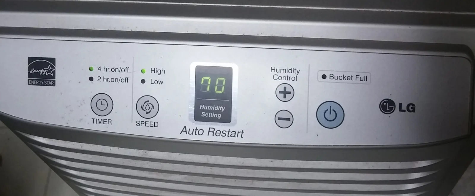 A portable dehumidifier with humidity controls. Shown on the homepage for Ocala, FL.